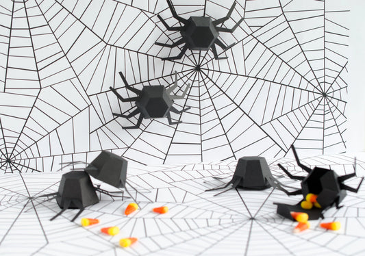Halloween Spider, Geometric Spider Kit - Set of 6, DIY Halloween Kit, Halloween Decor, Spider Garland, Halloween Banner, Modern, Sculpture