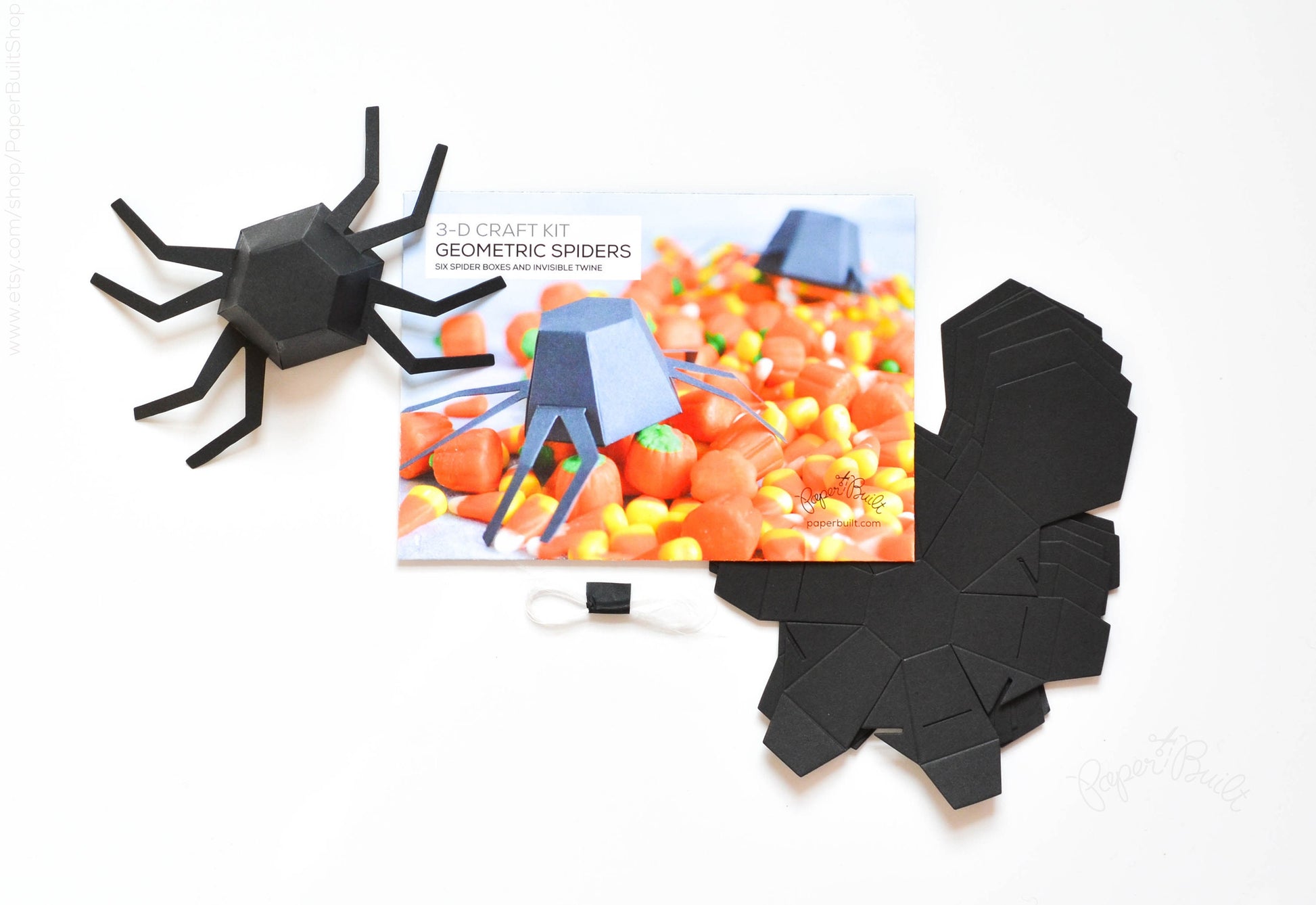 Halloween Spider, Geometric Spider Kit - Set of 6, DIY Halloween Kit, Halloween Decor, Spider Garland, Halloween Banner, Modern, Sculpture